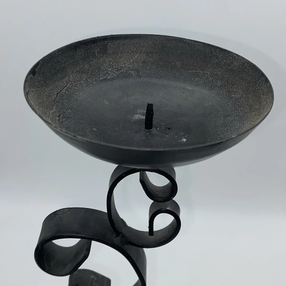 Black Wrought Iron‎ Candle Holders Set of two Black Swirl 13.5
